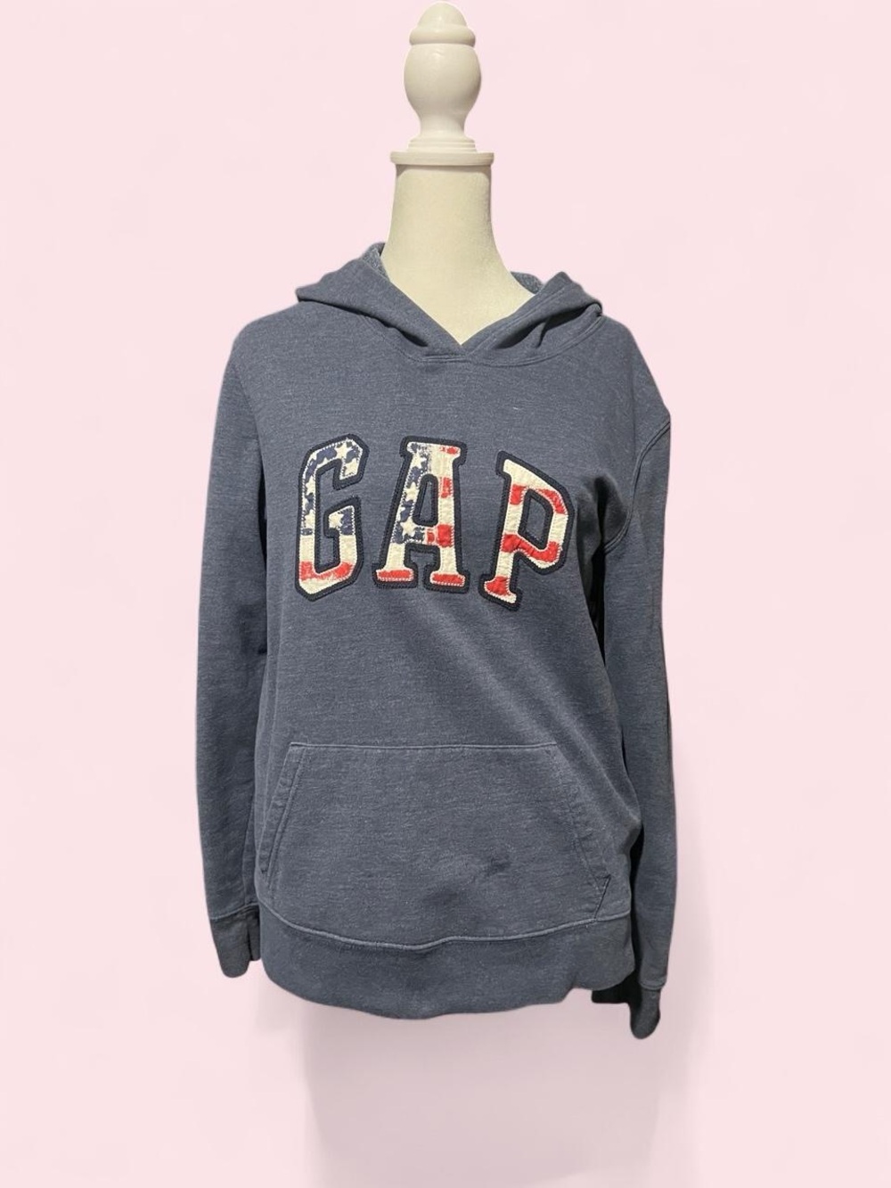 Large GAP Navy Blue Hoodie with Flag Lettering